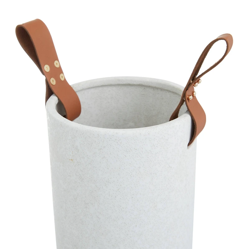 CosmoLiving by Cosmopolitan White Stoneware Contemporary Vase, 15" x 12"