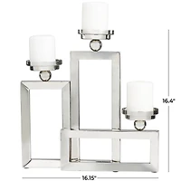 16" Silver Stainless Steel Rectangular Candelabra