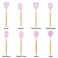 MegaChef Pink Silicone & Wood Cooking Utensils Set, 9ct.