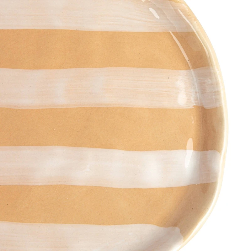 Hello Honey® 6" Brown & White Striped Hand-Painted Stoneware Plate, 12ct.