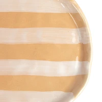 Hello Honey® 6" Brown & White Striped Hand-Painted Stoneware Plate, 12ct.