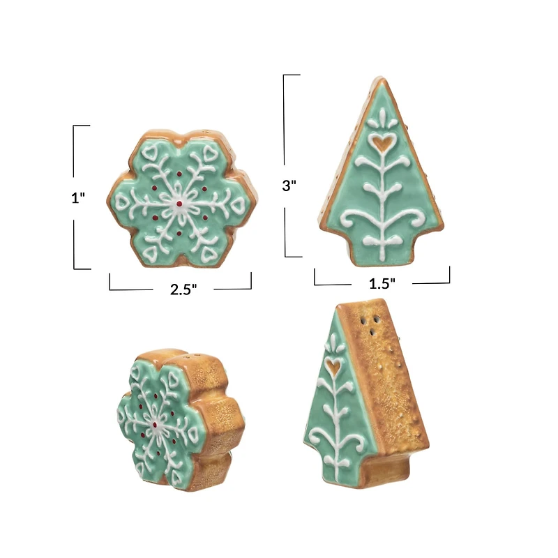 Hello Honey® Aqua Iced Christmas Cookie Ceramic Salt & Pepper Shaker Set