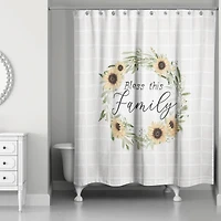 Wreath with Sunflowers and Plaid Family 71" x 74" Shower Curtain