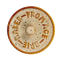 Hello Honey® 9.1" Reactive Glaze Design Stoneware Brie Baker with Bamboo Canapé Spreader Knife