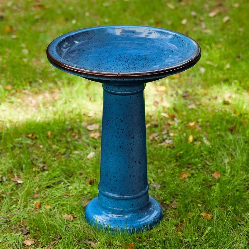 Glitzhome® 21.5" Faux Ceramic Tall Pedestal Birdbath