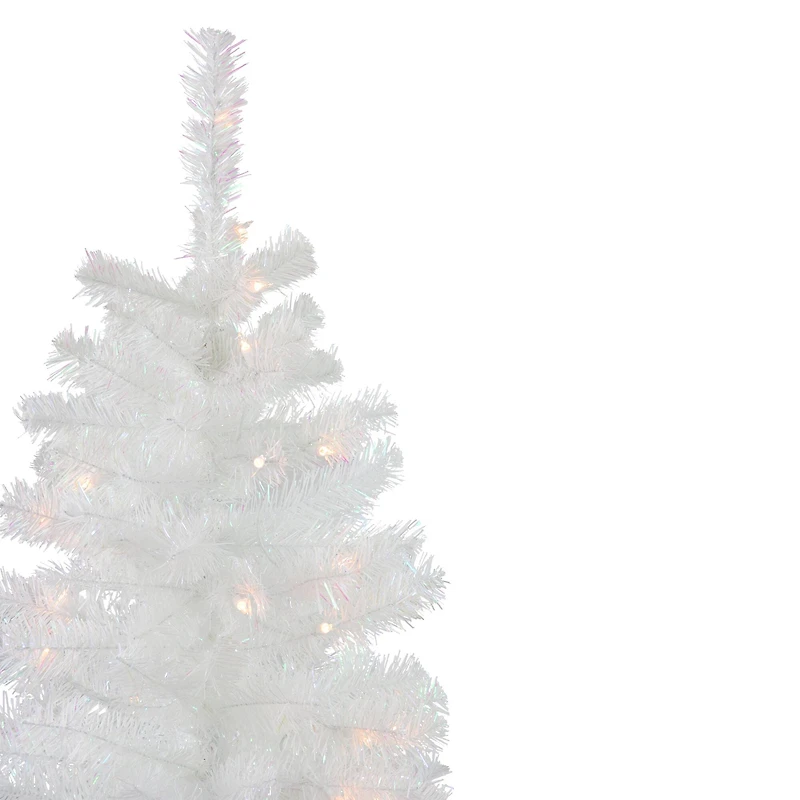 4ft. Pre-Lit White Slim Tinsel Artificial Christmas Tree, Clear Lights