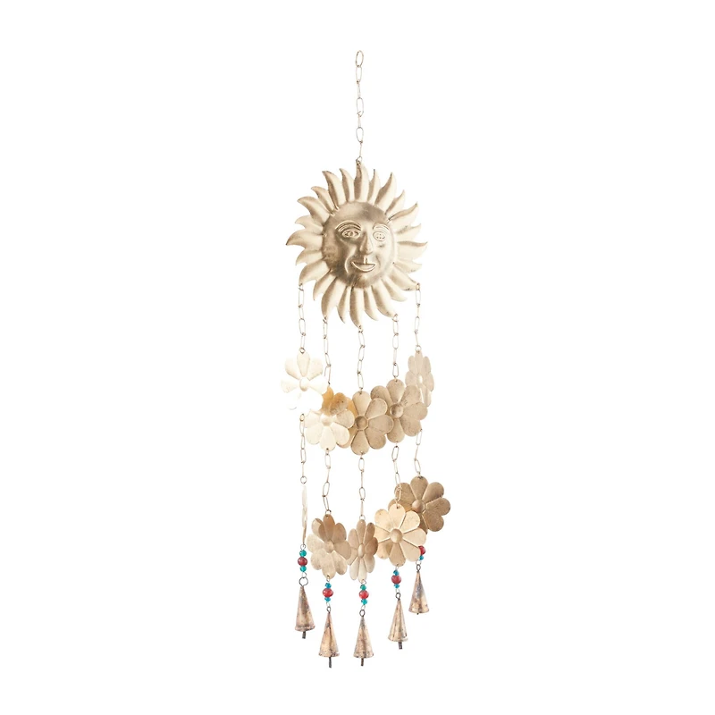 Gold Metal Eclectic Windchime, 11" x 1" x 32"