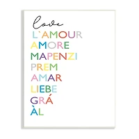 Stupell Industries Love L'Amour Amore Mapenzi Romantic Terms Rainbow Typography Wall Plaque