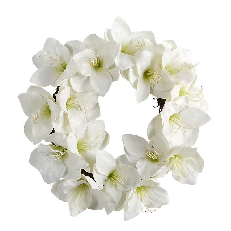 18'' White Amaryllis Wreath