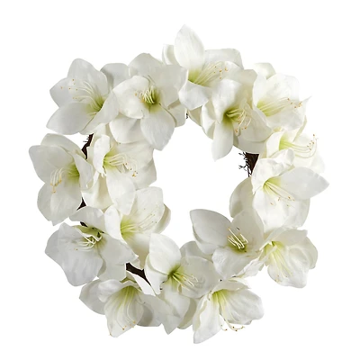 18'' White Amaryllis Wreath