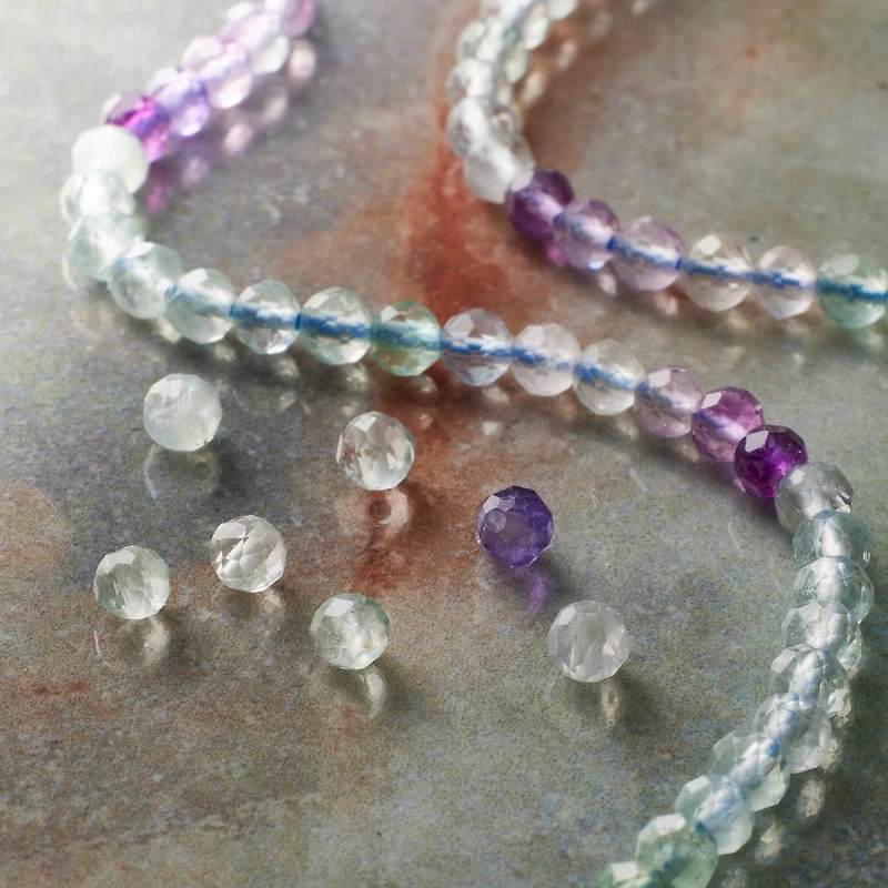 Mix Ombre Fluorite Faceted Round Beads, 2.5mm by Bead Landing™