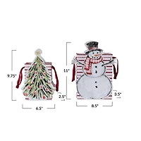 Hello Honey Compact Snowman & Christmas Tree Printed Paper Diecut Gift Bags, 2ct.
