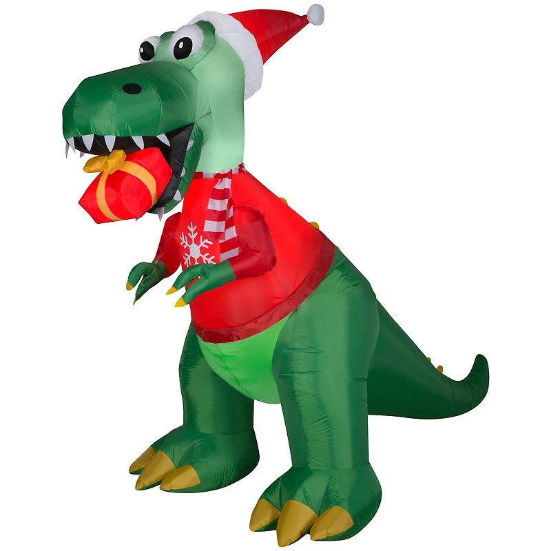7.5ft. Airblown® Inflatable Christmas T-Rex with Gift