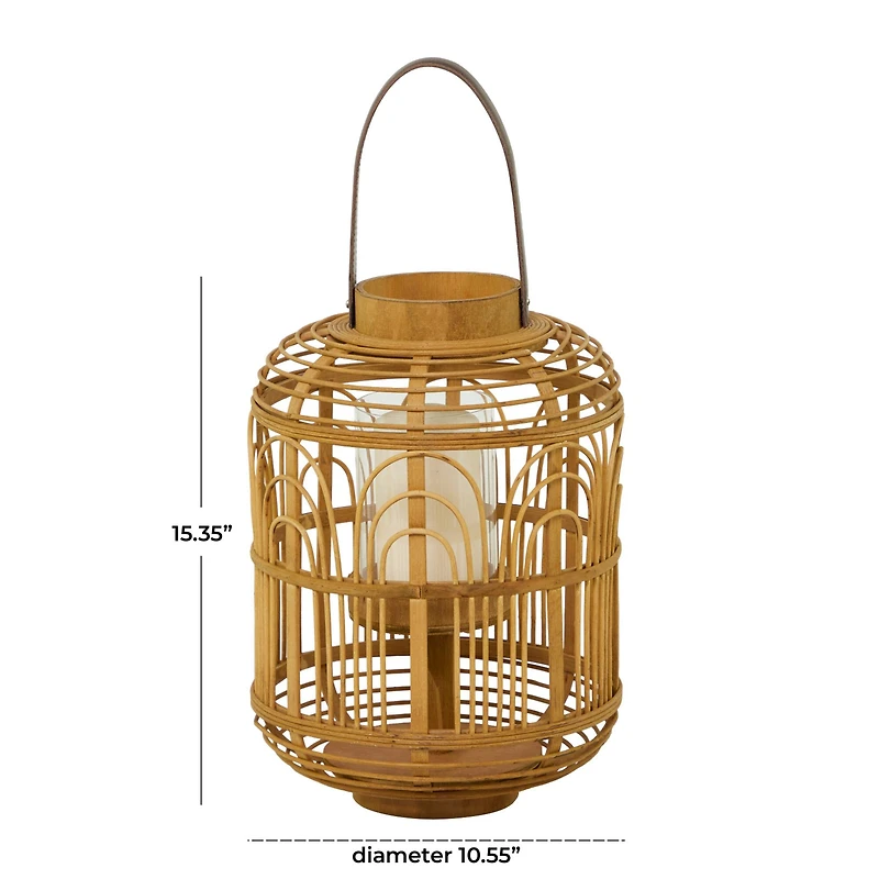 15" Tan Bohemian Bamboo Lantern