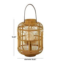 15" Tan Bohemian Bamboo Lantern