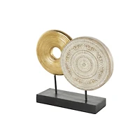 13" Gold Geometric Sculpture with Black Rectangular Base