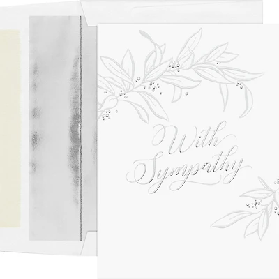 JAM Paper Silver Foil Greenery Sympathy Cards, 25ct.