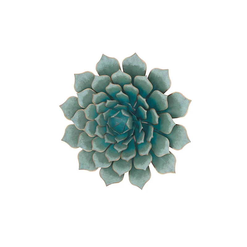 Turquoise Iron Succulent Traditional Wall Décor