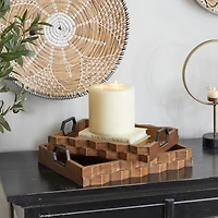 Dark Brown Modern Tray, Set of 2" 14", 16"