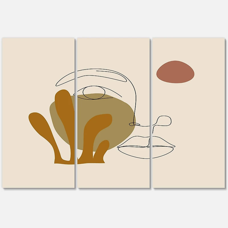 Designart - One Line Art Portrait of Woman In Terracotta Tones