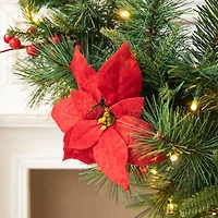 Glitzhome® 3ft. Pre-Lit Pine, Poinsettia & Berries Christmas Swag