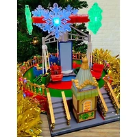 Animated Christmas Carousel Village Decoration