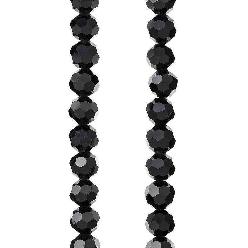 12 Pack: Black Faceted Glass Round Beads, 8mm by Bead Landing™