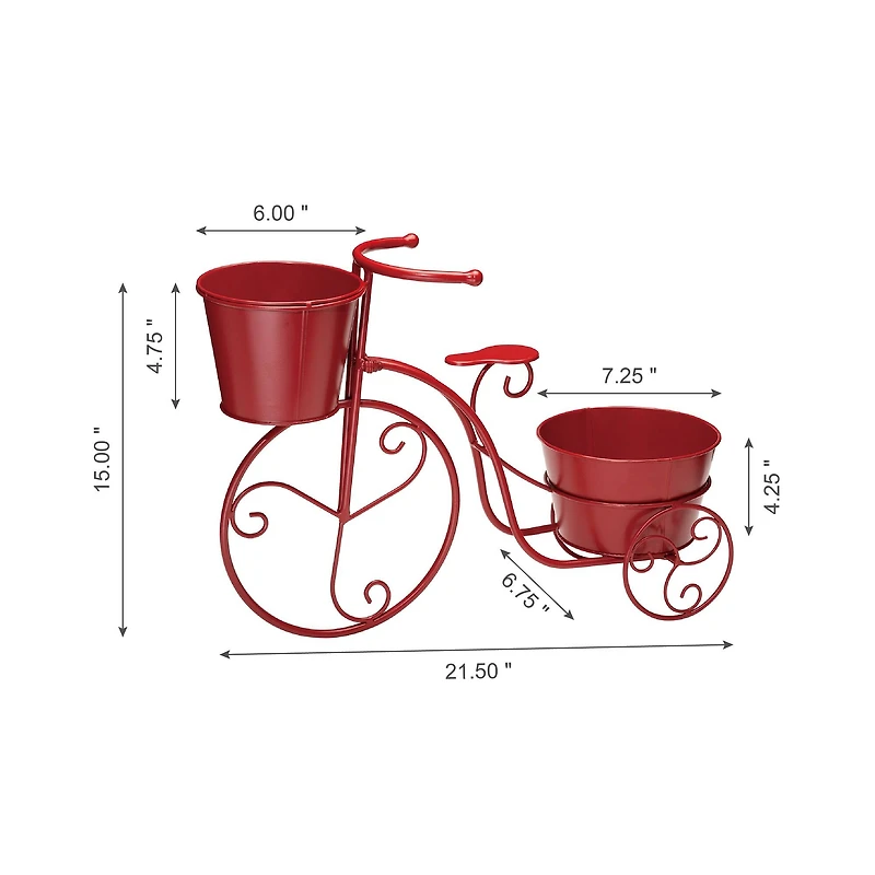 Glitzhome® 21.5'' Red Metal Bicycle Plant Stand