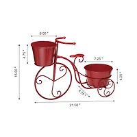 Glitzhome® 21.5'' Red Metal Bicycle Plant Stand