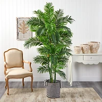 6ft. Curvy Parlor Artificial Palm Tree in Handmade and Natural Jute and Cotton Planter