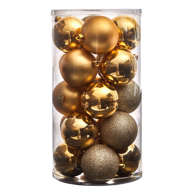 20ct. 3" Gold Shatterproof Christmas Ornaments