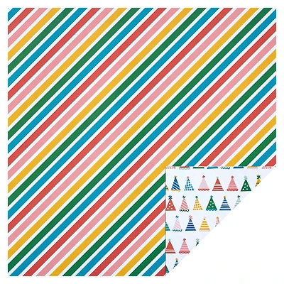 Birthday Hat & Stripe Double-Sided Cardstock Paper by Recollections™, 12" x 12"
