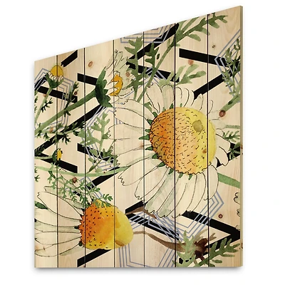 Designart - Wild Spring Chamomile Flowers On Geometric