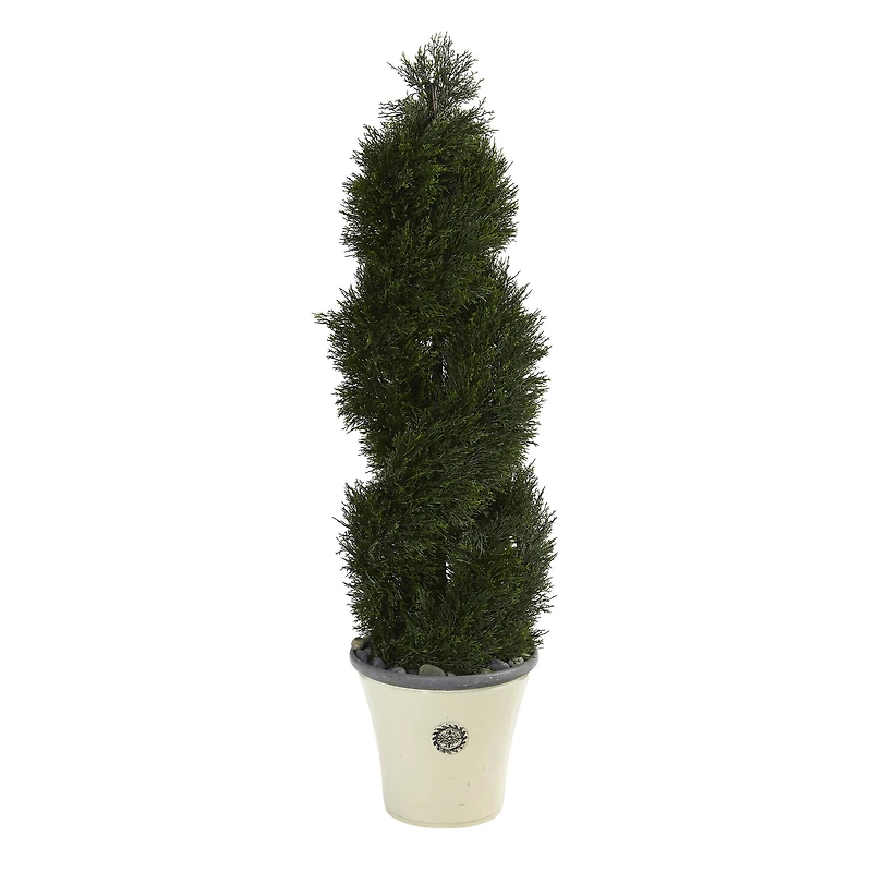 4.5ft. Double Pond Cypress Spiral Topiary Tree in Planter
