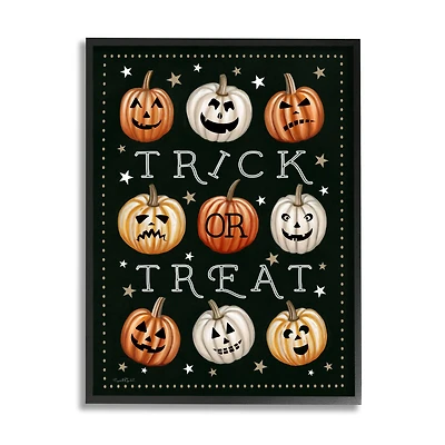 Stupell Industries Trick Or Treat Jack-o-Lanterns Framed Giclee Art