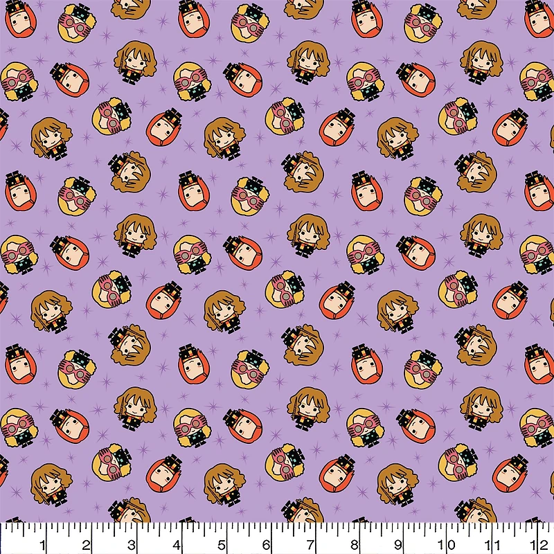 Harry Potter™ Purple Kawaii Girls Toss Cotton Fabric