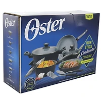 Oster 10-Piece Black and Gray Speckle Nonstick Aluminum Cookware Set