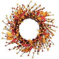 18" Berries & Apples Foliage Twig Thanksgiving Wreath