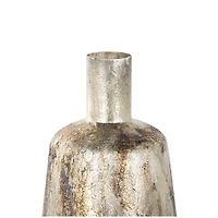 Bronze & Cream Foiled Metal Vase with Blue Accents