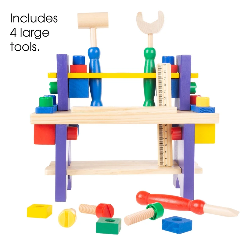 Toy Time Kids Wood Tabletop Workbench & Tool Set