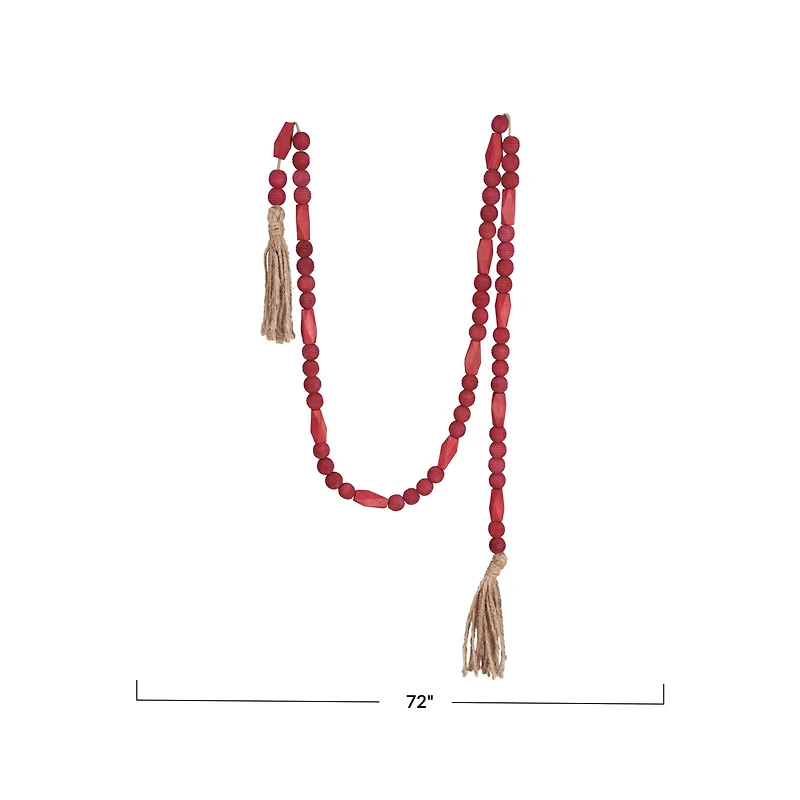 Hello Honey® 6ft. Burgundy Paulownia Wood Beads & Jute Tassels Garland