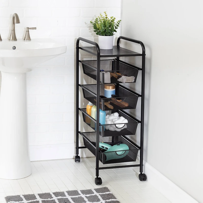 Honey Can Do Black 4-Drawer Rolling Cart