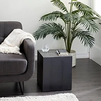 19" Black Rustic Wood Accent Table