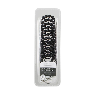 Bath Bliss Matte Black 12 Piece Shower Curtain Rings