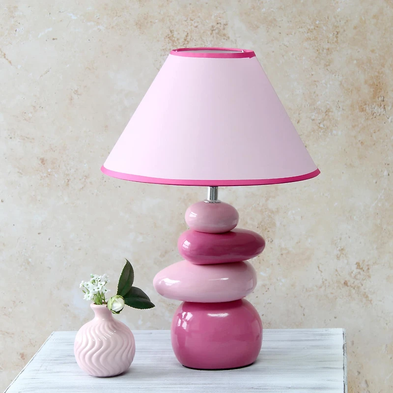 Creekwood Home Priva Pink 17.25" Stacking Stones Table Lamp