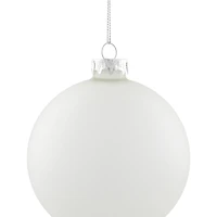 4ct. 4" White & Silver Frosted Matte Glass Ball Ornaments
