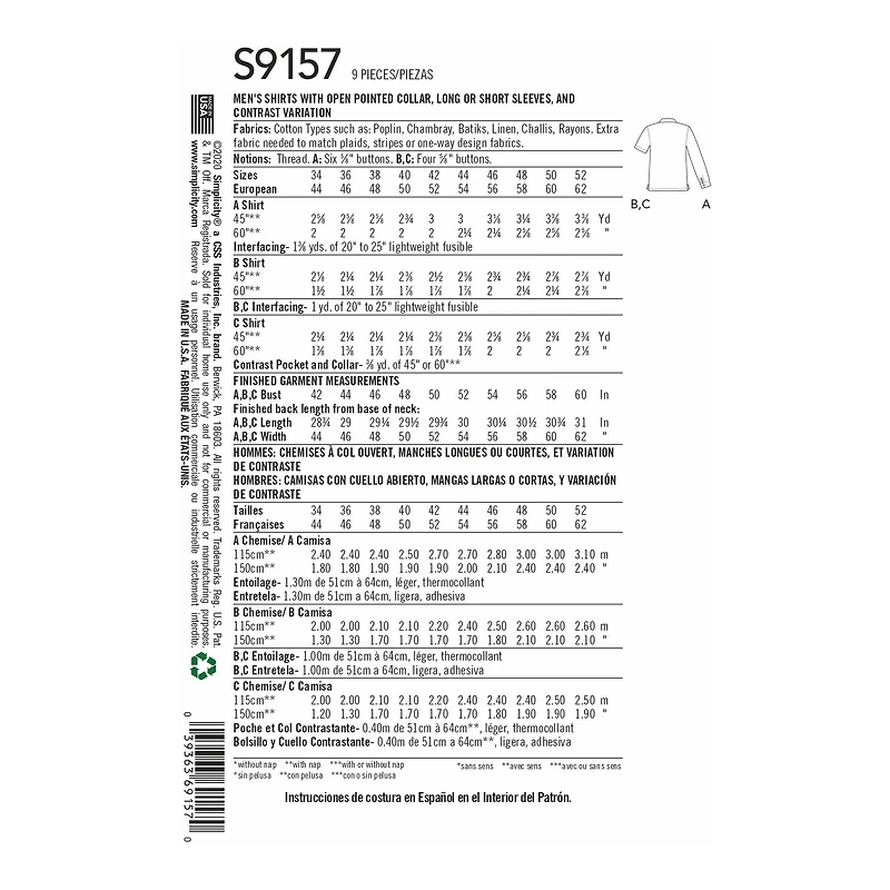 Simplicity® Pattern CS9157 (44-46-48-50-52)