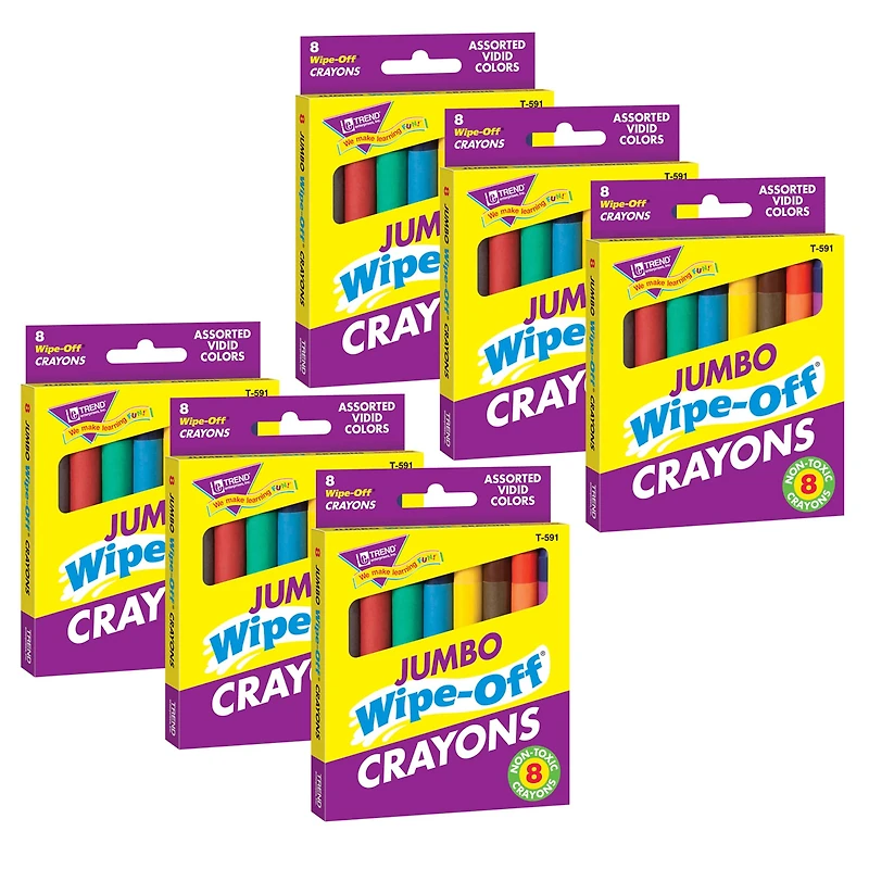 6 Packs: 8 ct. (48) Trend Jumbo Wipe-Off® Crayons