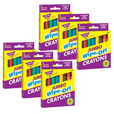 6 Packs: 8 ct. (48) Trend Jumbo Wipe-Off® Crayons