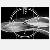 Designart Glittering Silver Pattern Modern 3 Panel Wall Clock